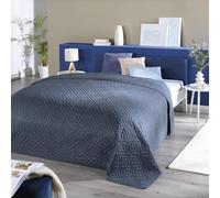 Delindo Lifestyle Couvre-lit bleu de qualité supérieure - Pour lit simple - Uni - Pour chambre à coucher - 140 x 210 cm