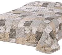 Delindo Lifestyle Couvre-lit Coeur, Jeté de Lit, pour lit Double, Patchwork Marron, 240x260 cm