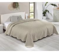 Delindo Lifestyle Couvre-lit Rocco - Couvre-lit pour lit double - Uni - Matelassé - Beige - 220 x 240 cm