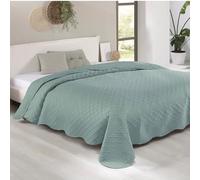 Delindo Lifestyle Couvre-lit Rocco - Couvre-lit pour lit double - Uni - Matelassé - Vert menthe - 220 x 240 cm
