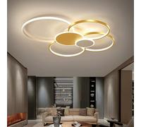 Deliouay Plafonnier LED moderne, lampe suspendue noire gradable à distance, plafonnier semi - encastré, plafonnier salle à manger, chambre salon cuisine salle à manger Bureau (or, L100cm)