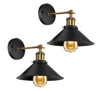DELIPOP 2 Pièces Appliques Murales Industrielles Vintage, Réglable Lampe Murale Interieur Rétro, Plafonniers Luminaires E27 en Métal pour Chambre Cuisine Restaurant, Noir