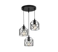 DELIPOP 3 Lampes E27 Lustre Suspension Industrielle Vintage Noire