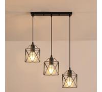 DELIPOP 3 Lampes Suspension Vintage, Lustre Plafonnier Industriel E27
