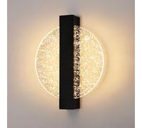 DELIPOP Applique Murale Interieur, 12W Lampe Murale Moderne Design Ronde, 3000K Lumière Blanche Chaude Éclairage Mural pour Chambre Salon Escalier Couloir, Noir