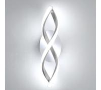 DELIPOP Applique Murale Interieur, 16W 1800LM Moderne Lampe Murale Incurvée Design, Acrylique Luminaire Mural pour Chambre, Salon, Couloir, Escalier, 6500K Lumière Blanche Froide (Blanc)