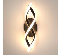 DELIPOP Applique Murale Interieur, Moderne 16W Noir Lampe Murale LED, Appliques Design Incurvée Lumière Chaude 3000k pour Chambre Couloir Salon Escalier