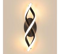 DELIPOP Applique Murale Interieur, Moderne 16W Noir Lampe Murale LED, Appliques Design Incurvée Lumière Chaude 3000k pour Chambre Couloir Salon Escalier