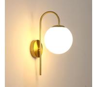 DELIPOP Applique Murale Intérieure, E27 Lampe Murale Moderne avec Abat-Jour en Verre 15CM, Rétro Luminaires Intérieur Pour Chambre Salon Couloir Cuisine, Dorée