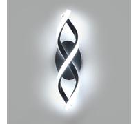 DELIPOP Applique Murale Intérieure LED, 16W 1800LM Lampe Murale Noir Moderne Design Incurvée, Luminaire Mural Lumière Blanche 6500K pour Chambre, Salon, Couloir, Escalier
