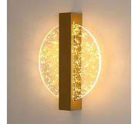 DELIPOP Applique Murale Or Interieur, 12W 1150LM Ronde Lampe Murale Moderne, Luminaire Mural en Acrylique pour Chambre à Coucher, Salon, Escalier, Couloir, Blanc Chaud 3000K