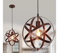 DELIPOP Lampe Suspension Vintage, E27 Lustre Plafonniers Rouille Globe