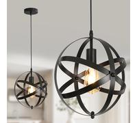 DELIPOP Lampe Suspension Vintage, Retro Lustre Plafonniers E27 Noir Globe