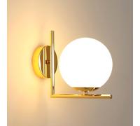 DELIPOP LED Applique Murale, Minimaliste Moderne E27 Abat-jour en Verre Lanterne Murale, Créative Métal Luminaire Mural pour Chambre Salon Couloir (Doré)