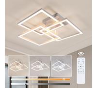 DELIPOP LED Dimmable Plafonnier Salon Lampe Avec Télécommande, 40W 4500LM Moderne Plafond Métal, Design Géométrie Créatif Éclairage de Plafond Décoratif pour Chambre Cuisine Couloir, 62 * 62 * 11CM