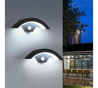 DELIPOP Lot 2 Applique Murale LED Extérieur IP65 24W PIR 6500K Blanc