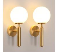 DELIPOP Lot de 2 Applique Murale Intérieure, E27 Lampe Murale Moderne Globe en Verre, Doré Luminaire Intérieur Applique pour Salon Chambre à Coucher Couloir Escalier