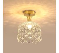 DELIPOP Lustre Plafonnier en Cristal, E14 Moderne Lampe de Plafond Design Cage, Doré Rétro Luminaire Plafonnier pour Chambre Salon Couloir Cuisine Salle à Manger