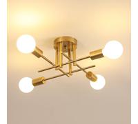 DELIPOP Lustre Plafonnier Industriel, 4 Lumières E27 Lampe de Plafond Doré