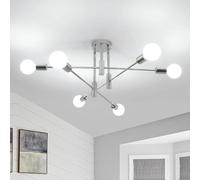 DELIPOP Lustre Plafonnier Industriel, 6 Lumières Lampe de Plafond en Metal E27, Forme DIY Lampe Suspension Vintage pour Salon Chambre Cuisine Salle À Manger Bar Café