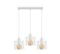 DELIPOP Lustre Suspension Industrielle, 3 Lampes Métal LED Luminaire Plafonnier Abat-Jour Rétro, Vintage Lampe de Plafond E27 pour Cuisine Salon Chambre, Blanc