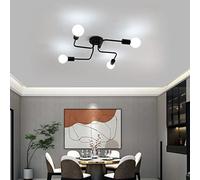 DELIPOP Plafonnier Industriel, 4 Lumières Lustre Noir, Moderne Plafonnier lustres Luminaire en Metal, E27 Lampe Plafond Vintage, Éclairage de Plafond pour Salon Chambre Cuisine