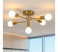 DELIPOP Plafonnier Industriel, 5 Lumières Lustre Sputnik Vintage, Moderne Suspension Luminaire en Metal E27 Base Lampe de Plafond pour Salon Chambre Cuisine Couloir Salle à Manger Bar Café Loft
