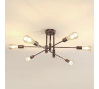 DELIPOP Plafonnier Industriel Bronze, 6 Lumières Sputnik Lustre avec Bras Réglables à 180°, E27 Lampe de Plafond en Metal pour Salon Chambre Cuisine Salle À Manger Bar Café