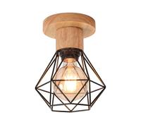 DELIPOP Plafonnier Industriel E27 Lustre, Suspension Luminaire Vintage, Métal Rétro Forme Cage Lampe de Plafond, Éclairage Plafond Pour Salon Cuisine Chambre Restaurant Café Bar, Noir