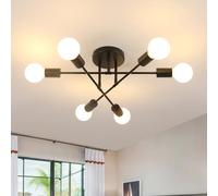 DELIPOP Plafonnier Industriel Noir, 6 Lumières Moderne Lustre Luminaire E27