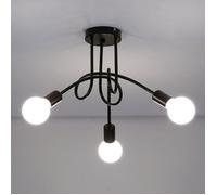 DELIPOP Plafonnier Industriel Noir - Luminaire Suspension 3 Douilles E27 Max 60W - Éclairage pour Salon, Cuisine, Chambre, Bureau