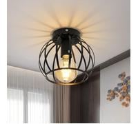 DELIPOP Plafonnier Industriel rétro E27 Noir cage forme Lampe de plafond en métal pour Salle à manger Couloir Entrée - 19*19*16cm