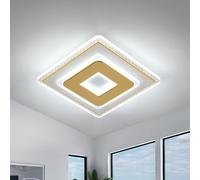DELIPOP Plafonnier LED, 26W 2925LM Moderne Luminaire Plafonnier en Acrylique, Lampe de Plafond Doré Carré pour Coucher Couloir Salon Cuisine, Blanc Froid 6500K