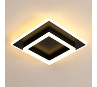 DELIPOP Plafonnier LED, 30W Lampe de Plafond Noir en Acrylique 3600LM, Blanc Chaud 3000K Luminaire Plafonnier Carré pour Cuisine Chambre Salle à Manger