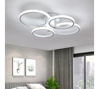 DELIPOP Plafonnier LED, 48W 5400LM 4 Têtes Rond Luminaire Plafonnier LED, Lampe de Plafond Moderne pour Salon Chambre Cuisine Salle à Manger, Blanc Froid 6500K, Dia 58cm