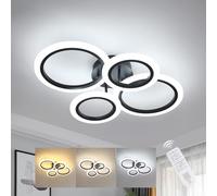 DELIPOP Plafonnier LED Dimmable, 32W 3600LM Luminaire Plafonnier Rond Noir