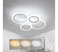 DELIPOP Plafonnier LED Dimmable, 32W 3600LM Moderne Lampe de Plafond avec Télécommande, 3000-6500K, Rond Luminaire Plafonnier LED pour Salon, Chambre, Salle à Manger, Blanc