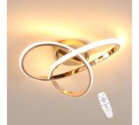 DELIPOP Plafonnier LED Dimmable, 36W 4050LM Moderne Lampe de Plafond avec Télécommande, Or Luminaire Plafonnier en Aluminium pour Chambre Balcon Salon Couloir, 3000K-6500K