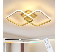 DELIPOP Plafonnier LED Dimmable, 50W 5625LM 3000K-6500K Lampe de Plafond avec Télécommande, Or Luminaire Plafonnier Moderne Aluminium pour Salon, Chambre, Salle à Manger, 64cm