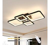 DELIPOP Plafonnier LED Dimmable, 54W 5780LM Lampe de Plafond avec Télécommande, Luminaire Plafonnier Moderne en Acrylique pour Salon Chambre Couloir Cuisine Bureau, Noir