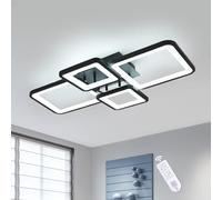 DELIPOP Plafonnier LED Dimmable 54W Noir Lampe de Plafond avec Télécommande | Moderne Luminaire Plafonnier Acrylique pour Salon Chambre Couloir Cuisine