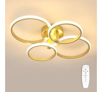 DELIPOP Plafonnier LED Dimmable, 56W 6300LM Luminaire Plafonnier Moderne avec Télécommande/APP, Lustre LED en Aluminium pour Chambre Salon Salle à Manger, Doré