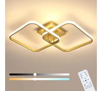 DELIPOP Plafonnier LED Dimmable Carré, 50W 5625LM Lampe de Plafond Moderne Acrylique, Luminaire Plafonnier avec Télécommande 3000K-6500K pour Chambre Salon Cuisine, Or