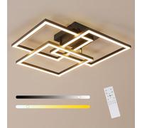 DELIPOP Plafonnier LED Dimmable Moderne, 40W 4500LM Luminaire Plafonnier LED Carré Salon avec Télécommande 3000K-6500K, Noir Lampe de Plafond pour Salon Chambre Cuisine Salle à Manger, 62cm