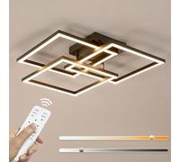 DELIPOP Plafonnier LED Dimmable, Moderne Lampe de plafond avec Télécommande 3000K-6500K, Luminaire Plafonnier LED pour Chambre Cuisine Couloir Balcon Salle à Manger, Noir