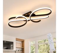 DELIPOP Plafonnier LED Dimmable, Noir Lustre LED avec Telecommande 3000K-6500K, Lampe de Plafond Moderne en Acrylique pour Chambre Salle à Manger Balcon Couloir Cuisine Étude