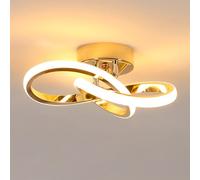 DELIPOP Plafonnier LED Doré, 22W 2500LM Lampe de Plafond Modern 3000K | Design Courbé Luminaire Plafonnier pour Salon Chambre Cuisine Balcon Bureau