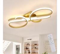 DELIPOP Plafonnier LED Doré, Lustre LED Plafonnier Dimmable avec Télécommande 3000K - 6500K pour Chambre Cuisine Balcon Couloir