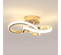 DELIPOP Plafonnier LED, Lampe de Plafond LED Moderne 22W 2500LM, Luminaire Plafonnier Suspendu Doré en Aluminium pour Chambre Cuisine Balcon Salon Couloir, Lumière Naturelle 4500K