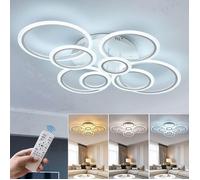 DELIPOP Plafonnier LED moderne 142W Blanc Lustre de Plafond dimmable pour salon chambre salle à manger - 8 Lumières anneaux - 105cm